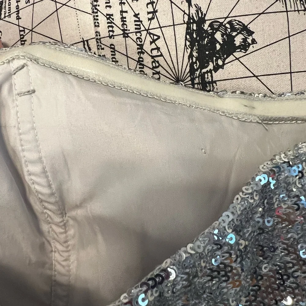 Bill Levkoff Strapless Sequined Top Gown